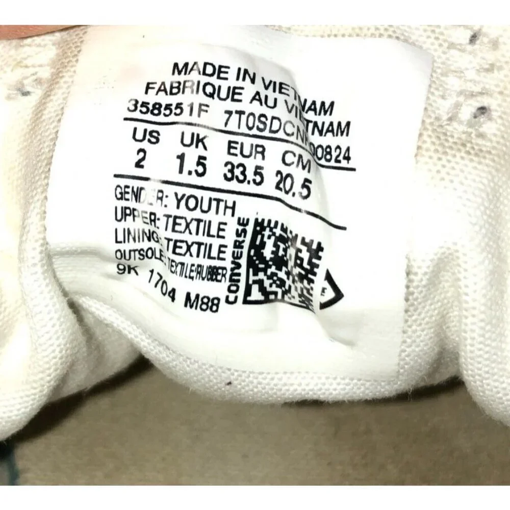 Converse All Star Youth Size 2 Skulls Day of the Dead  Low Top Sneakers Shoes